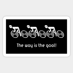 The Way Is The Goal! (3 Racing Cyclists / Bike / White) Magnet